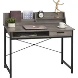 Homcom Schreibtisch mit Regal Schublade, Computertisch, Bürotisch, industrieller Stil, MDF, Metall, Grau+Schwarz, 106 x 53 x 95 cm