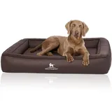 Knuffelwuff Hundebett aus Laser gestepptem Kunstleder Hampstead Orthopädisch 155 x 125cm Braun