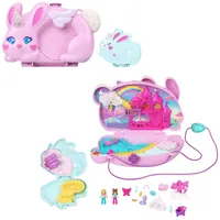 POLLY POCKET tragbares Reisespielzeug mit 2 Mikropuppen und 12