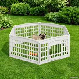 vidaXL 6-Panel-Hundespielplatz 177,5 x 154,5 x 58 cm Kunststoff Weiß 179 151