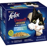 FELIX felix® Katzen-Nassfutter Doppelt lecker Délicieux duos Geschmacksvielfalt aus dem Wasser 12x 85,0 g