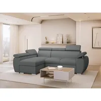 MIRJAN24 Ecksofa Boston Mini Premium Cord 2RLC, mit Bettkasten und Schlaffunktion, Verchromte Metallfüße, Einstellbare Kopfstützen grau