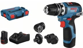 Bosch Professional 12V System Akku Bohrschrauber GSR 12V-35 FC — FlexiClick System (inkl. 2x 3.0Ah Akku, Schnellladegerät GAL 12V-40, 4x Aufsätze, L‑BOXX)