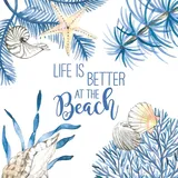 buttinette Papierservietten Life is better at the beach, 33 x 33 cm, 20 Stück,