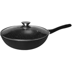 WOK Pfanne 28cm Induktion Deckel Anti Haft Bratpfanne Marmor