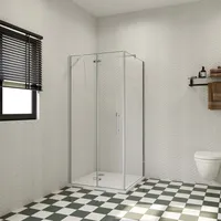 100x100cm 185cm 6mm Nano Glas Glastür Falttür mit Seitenteil Duschkabine Eckdusche Duschtür - Transparent/Silber