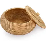 Rattan-Aufbewahrungskorb Mit Deckel, Dekorative Aufbewahrungskörbe Für Regal Und
