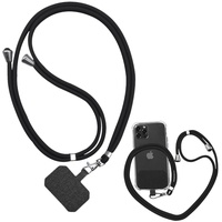 JSKWIKE Handykette Universal zum Umhängen Handyband aus Nylon kompatibel mit jeden Smartphones Handy Kette Umhängenband mit Kordel für meisten Hülle zum Umhängen(Schwarz)