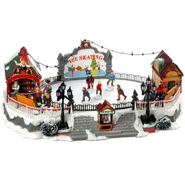 Wellhome - Weihnachtsdeko Eisbahn mit LED-Lichtern und Bewegung 21x22,5x39cm