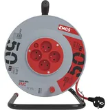 EMOS - Kabeltrommel 50m - 4 French-Steckdosen - 230 V, 16 A, 3680 W - hochwertige PVC-Isolierung - H05VV-F3G 1,5 mm2 - Überhitzungsschutz - IP20 für Innen