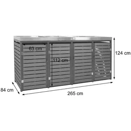 Mendler Mülltonnenverkleidung HWC-K14 124 x 265 x 84 cm teak-optik