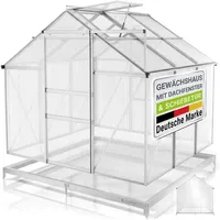 Juskys Gewächshaus Aluminium Grau HKP 4 mm 3,6 m2