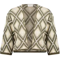Cartoon Strick-Cardigan mit Jacquard Khaki 38