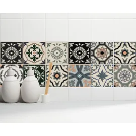 OTTO home Fliesenaufkleber Ornamente schwarz 15cm x 15cm 12er Set Sticker