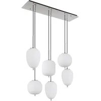 GLOBO Pendelleuchte Hängelampe Deckenleuchte 6-Flammig Küchenlampe Metall Glas L