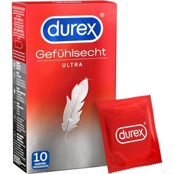 durex Kondome Gefühlsecht Ultra Packung, 10 St., 20% dünneres Material an der Spitze weiß
