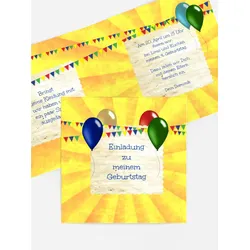 Einladungskarten Kindergeburtstag selbst gestalten mit Spruch und Fotos im Onlinedesigner bei Meine-Kartenmanufaktur.de