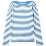 TOM TAILOR DENIM Damen Gestreiftes Langarmshirt mit Bio-Baumwolle, blau, Streifenmuster, Gr. XL