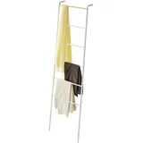 Yamazaki 2812 TOWER Lehnende Kleiderleiter, Weiß, Stahl/Holz, Minimalistisch, 45 x 24 x 160 cm