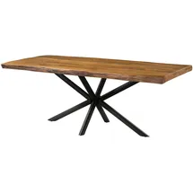 MASSIVMOEBEL24.DE Baumtisch 220 x 76 x 100 cm natur lackiert/grau