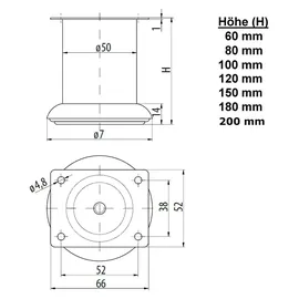 SOTech Möbelfuß LANCE Ø 50 mm 60 mm