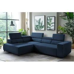 Ecksofa EXXPO - SOFA FASHION "VITTORIO", blau, B:308cm H:73cm T:203cm, Sofas, inkl. Kopfteil- und Sitztiefenverstellung, wahlweise mit Bettfunktion