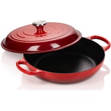 Le Creuset Signature Gourmet-Profitopf mit schwarzer Innenemaille 30 cm kirschrot