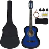 vidaXL 8-tlg. Klassikgitarren-Set für Anfänger Blau 3/4 36"