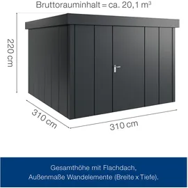 Hörmann Metall-Gerätehaus Juno JFD14 L-Sk 7016) 1-flg R Flachdach