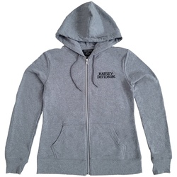 HD Special Skull Zip Front Hoodie Damen grau S
