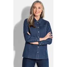 GOLDNER Hemdbluse Stilvolle Denim-Bluse blau 42