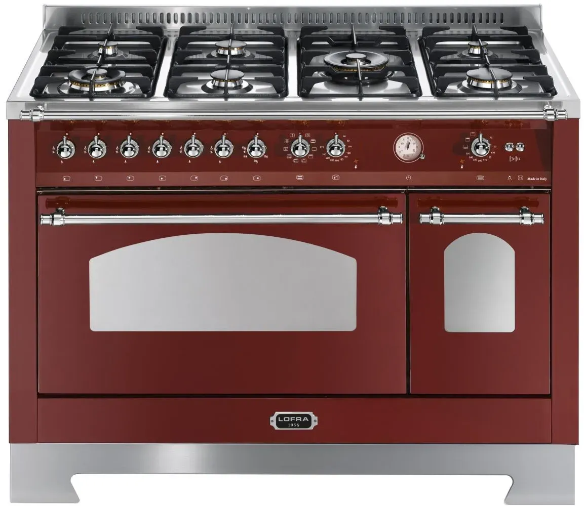 RRD 126 MFT +E / 2 AEO Dolcevita 120cm Standherd mit Gaskochfeld - BURGUNDY / CHROM