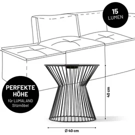 Lumaland Beistelltisch - mit LED, Solar und USB - in- & outdoor - pflegeleicht