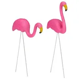 Relaxdays 4 x Flamingo Figur, Pink