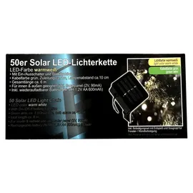 Mojawo Lichterkette Kunststoff 50er Set Solar warmweiß Dämmerungssensor grün
