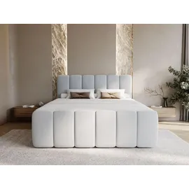 GRAINGOLD Boxbett, mit Bettkasten 180x200 Hellgrau Samt, Cloud