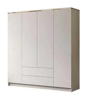 Lukmebel Kleiderschrank AURORA 4D2SZ KASCHMIR mit Schubladen - Gold,