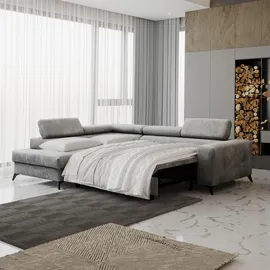 Fun Möbel Ecksofa Schlafsofa AMADEO Stoff Anafi Blau Ottomane Links - Blau