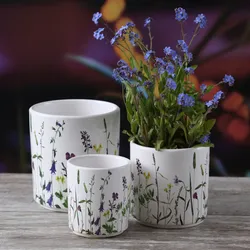 Blumentöpfe mit Wildgräser Motiv - Übertöpfe - 3 verschiedene Größen - bunt - 3e...