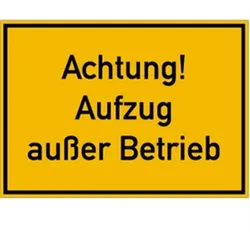 Schild Achtung! Aufzug außer Betrieb, Kunststoff, 350x250 mm