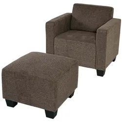 Modular Sessel Loungesessel mit Ottomane Moncalieri, Stoff/Textil ~ braun