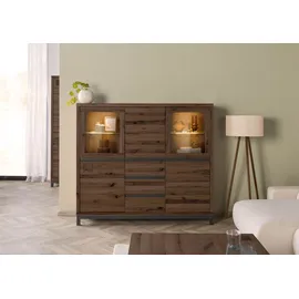 MASSIVMOEBEL24.DE Highboard Wildeiche 166x40x148 bianco geölt VILLANDERS #207