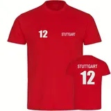 multifanshop Kinder T-Shirt - Stuttgart - Trikot Nummer 12 - Druck weiß - Kind