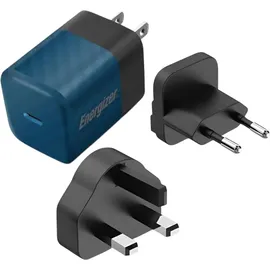 Energizer ENERGIZER, GaN 4A USB-C 20W Netzladegerät mit EU/UK/US Steckdosen, Schwarz / Blau - Bunt