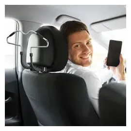 Relaxdays Auto Kleiderbügel für Kopfstütze, Jackenhalter im 2er Set, rutschfest, Stahl, PKW Reisebügel, Silber/schwarz