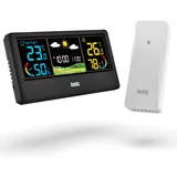 Raddy WF-55C Wetterstation Funk mit Außensensor Farbdisplay für Innen und Außen Wettervorhersage mit Hygrometer Thermometer Wecker für Zuhause