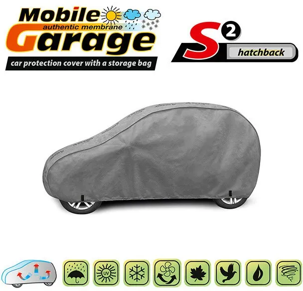Hochwertige Abdeckung Kegel‐Serie „Mobile Garage“, Größe S2, für Schrägheck 320–332 cm x 125–135 cm, grau