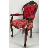 Casa Padrino Luxus Barock Esszimmerstuhl mit Armlehnen Bordeauxrot / Gold / Braun - Prunkvoller Stuhl mit elegantem Muster - Barock Esszimmer Möbel - Luxus Qualität - Made in Italy