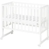 roba Stuben- und Beistellbett safe asleep® 3 in 1-45 x 90 cm - Höhenverstellbar - Komplettes Anstellbett mit Matratze - Canvas Barriere - Bett Set für Babys - Holz weiß