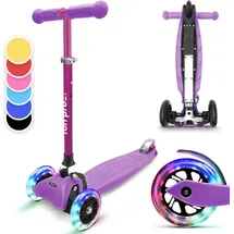 fun pro ONE Deluxe Kinder Roller – 3 Räder, 3-6 Jahre, Klappbar Höhenverstellbar, LED-Räder, Schwerkraftlenkung, bis 50 kg, Scooter Kinder, ... - Violett